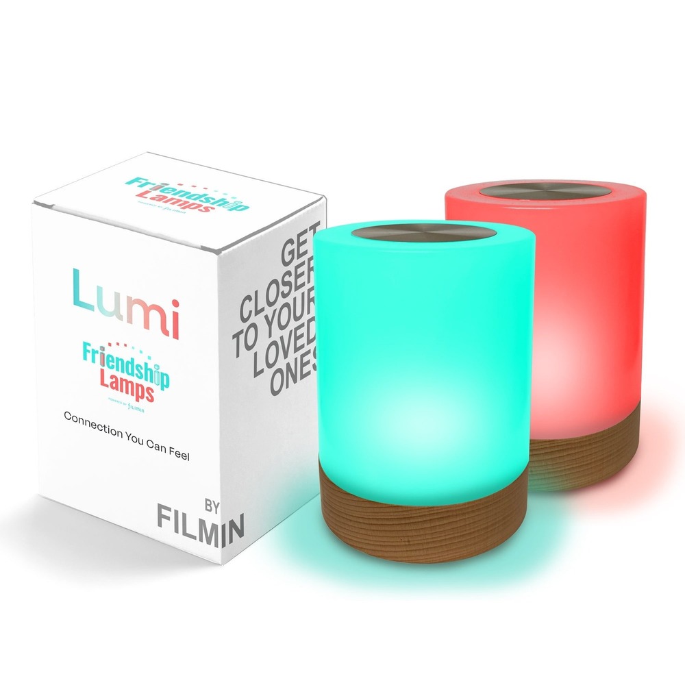 Lumi Friendship Lamps Set of 2 WiFi Touch Long Distance Beech Wood Gift NEW